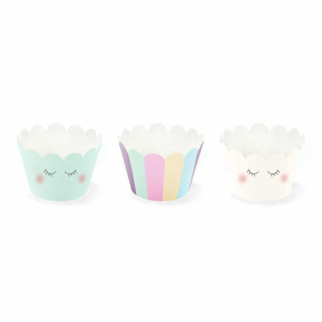 6 embrulhos de cupcake de unicórnio