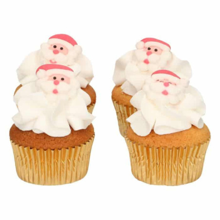 Cupcakes de Natal decorados com Papai Noel de açúcar