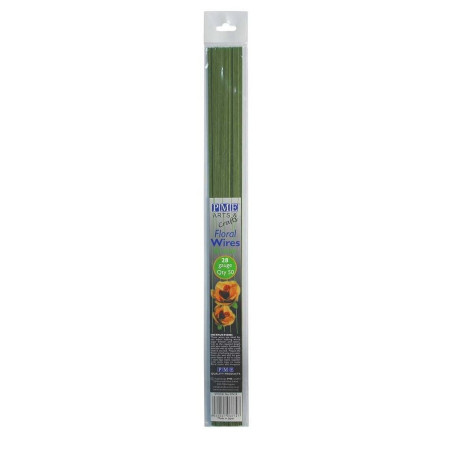 50 hastes-fio floral-verde-calibres 28