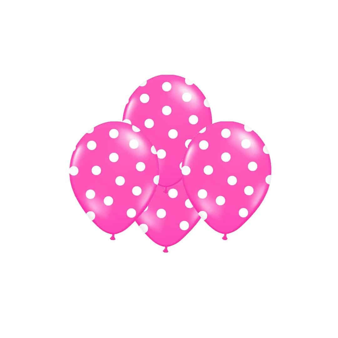 10-balões-fúcsia-com-bolinhas-brancas-30-cm