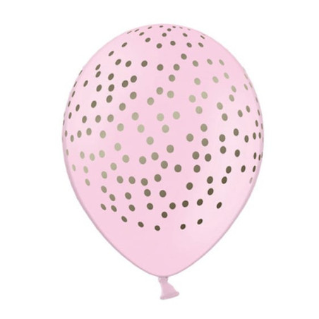 6 balões de bolinhas estampados em rosa