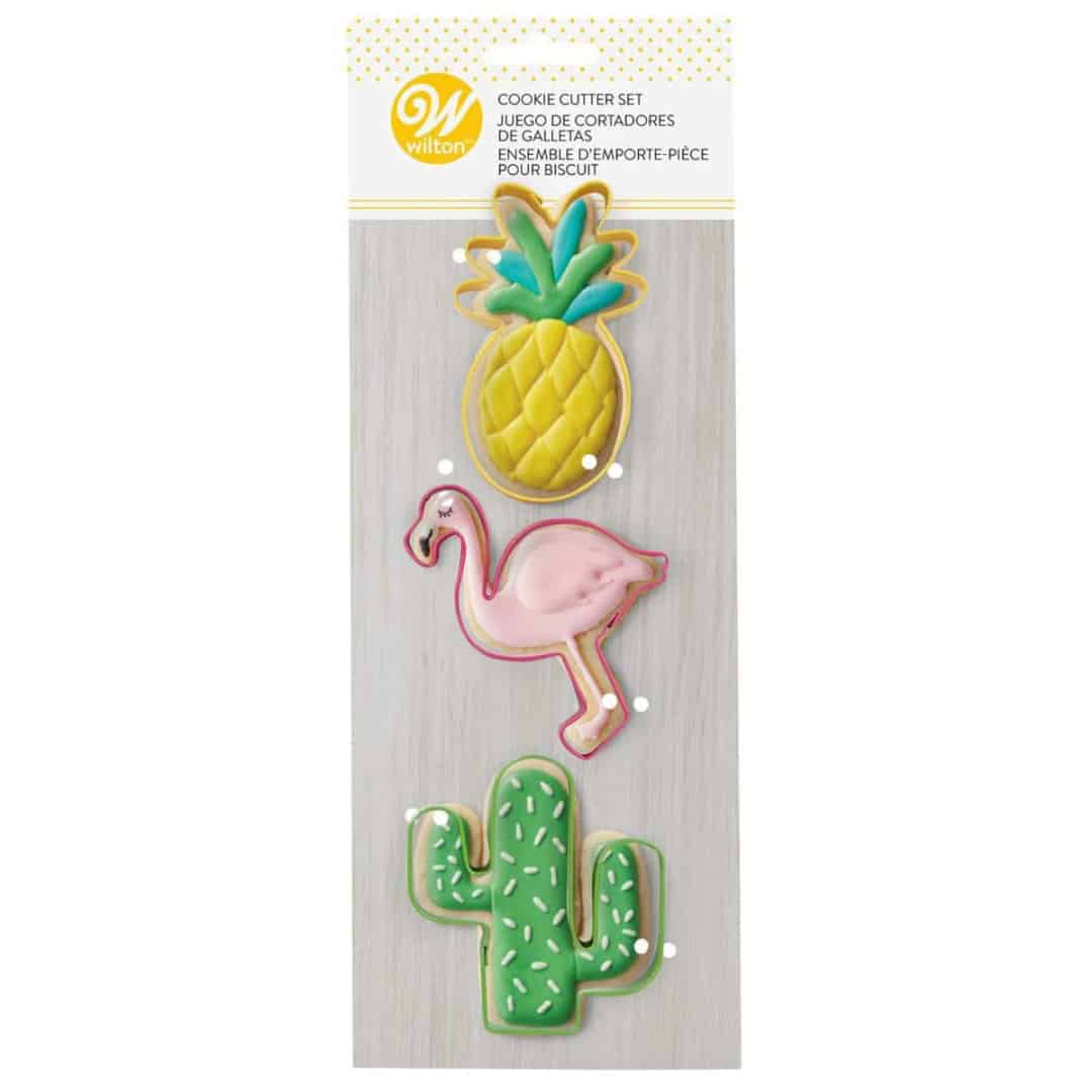 conjunto de 3 cortadores de biscoitos tropicais