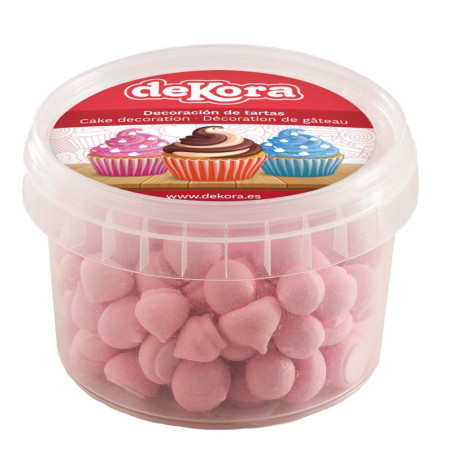 mini-merengues com açúcar rosa