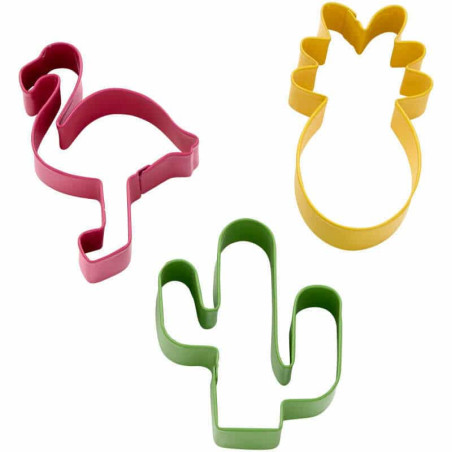 conjunto de 3 cortadores de biscoitos tropicais