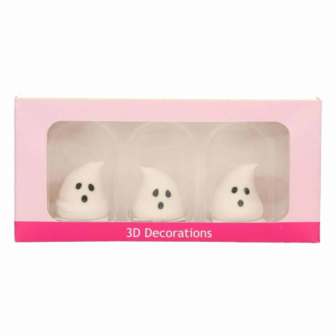conjunto de 3 fantasmas de decoração de açúcar