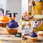 tema de açúcar de bruxa para cupcakes de decoração de bolo de Halloween