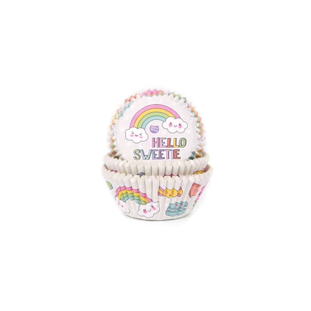 50 forminhas de cupcake arco-íris