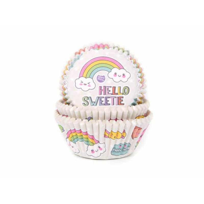 50 forminhas de cupcake arco-íris