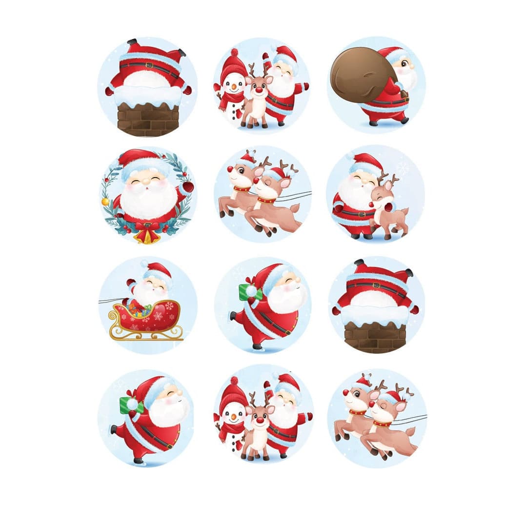 12 decorações de natal redondas de açúcar de 5 cm