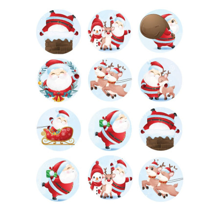 12 decorações de natal redondas de açúcar de 5 cm