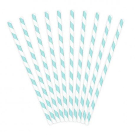canudos de papel com listras azuis