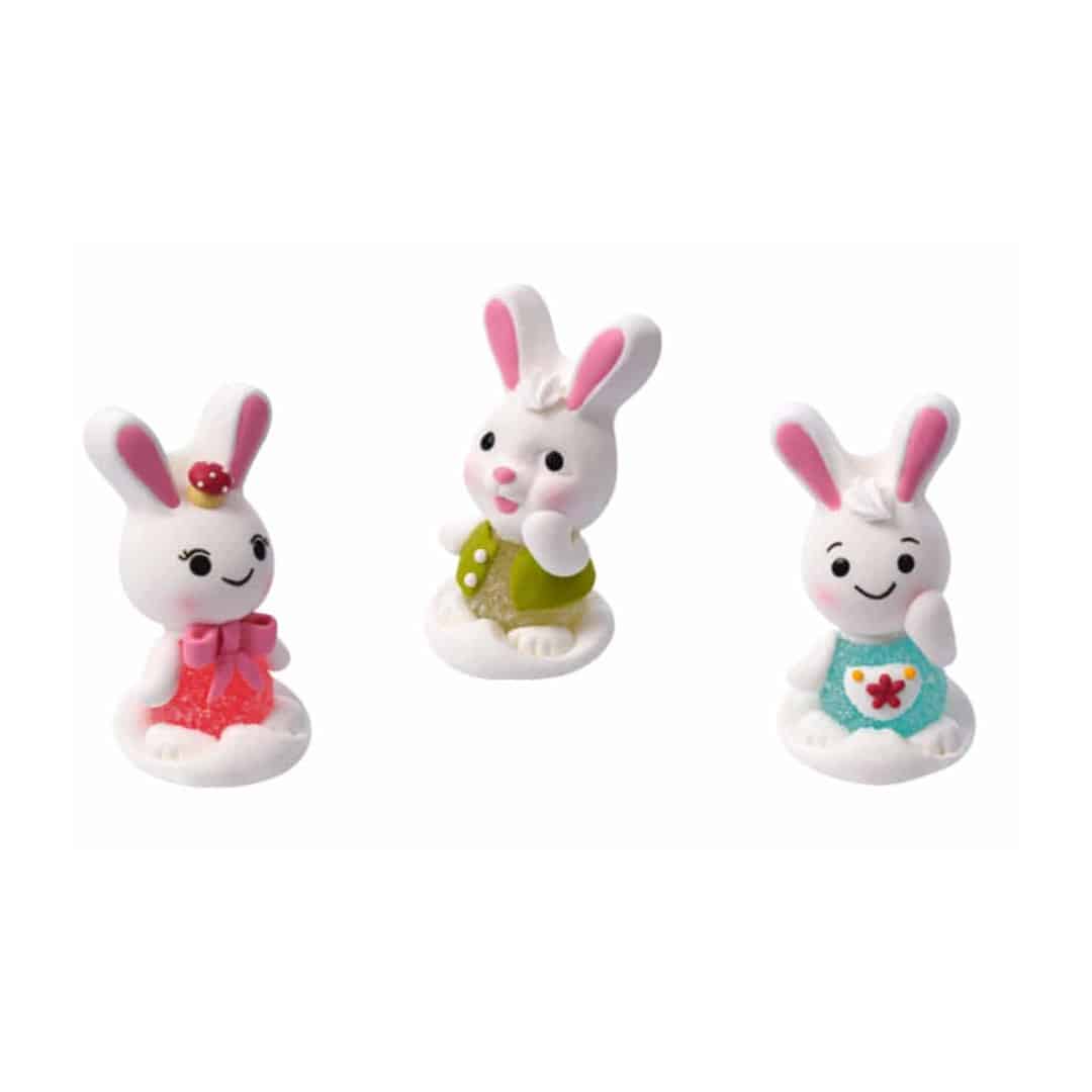 3 coelhinhos de açúcar