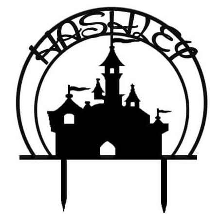 Topo de bolo personalizado em formato de castelo de princesa