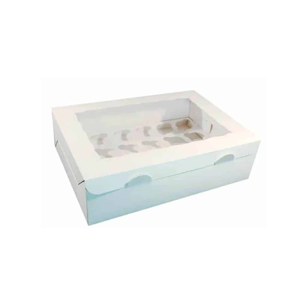Caixa para 24 mini cupcakes brancos com encaixe