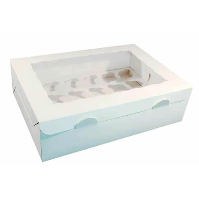 Caixa para 24 mini cupcakes brancos com encaixe