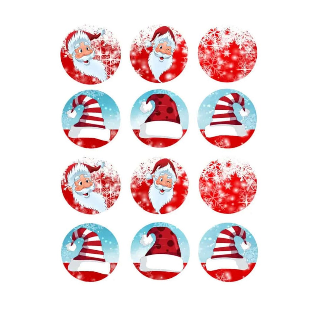 12 decorações de Papai Noel de açúcar para cupcakes de areia
