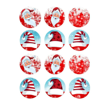 12 decorações de Papai Noel de açúcar para cupcakes de areia
