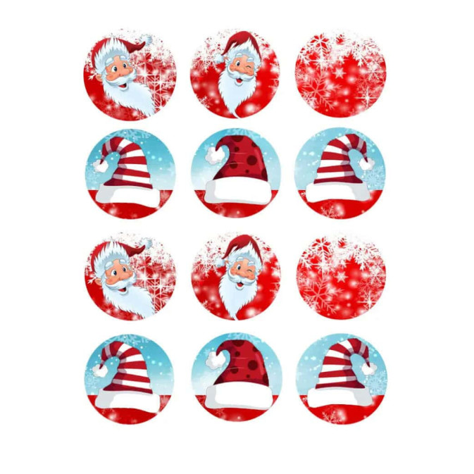 12 decorações de Papai Noel de açúcar para cupcakes de areia