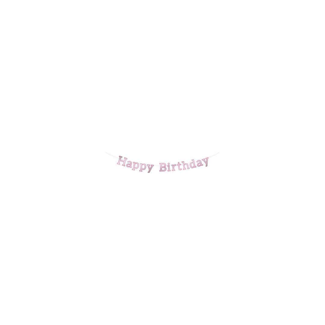 banner de feliz aniversário rosa