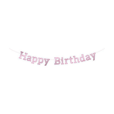 banner de feliz aniversário rosa