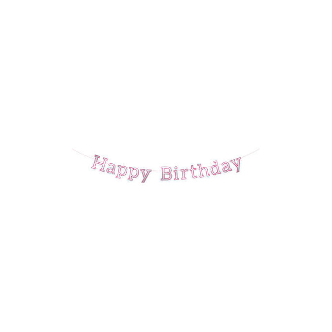 banner de feliz aniversário rosa