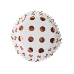 30 forminhas de cupcake brancas com bolinhas rosa douradas