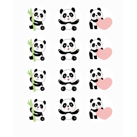 12 mini discos de panda de açúcar