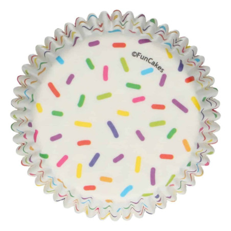 48 forminhas de cupcake brancas com decoração de confete
