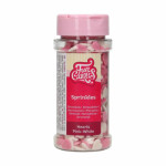 mini corações de açúcar rosa e branco