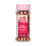 pérolas grandes de chocolate e cobre
