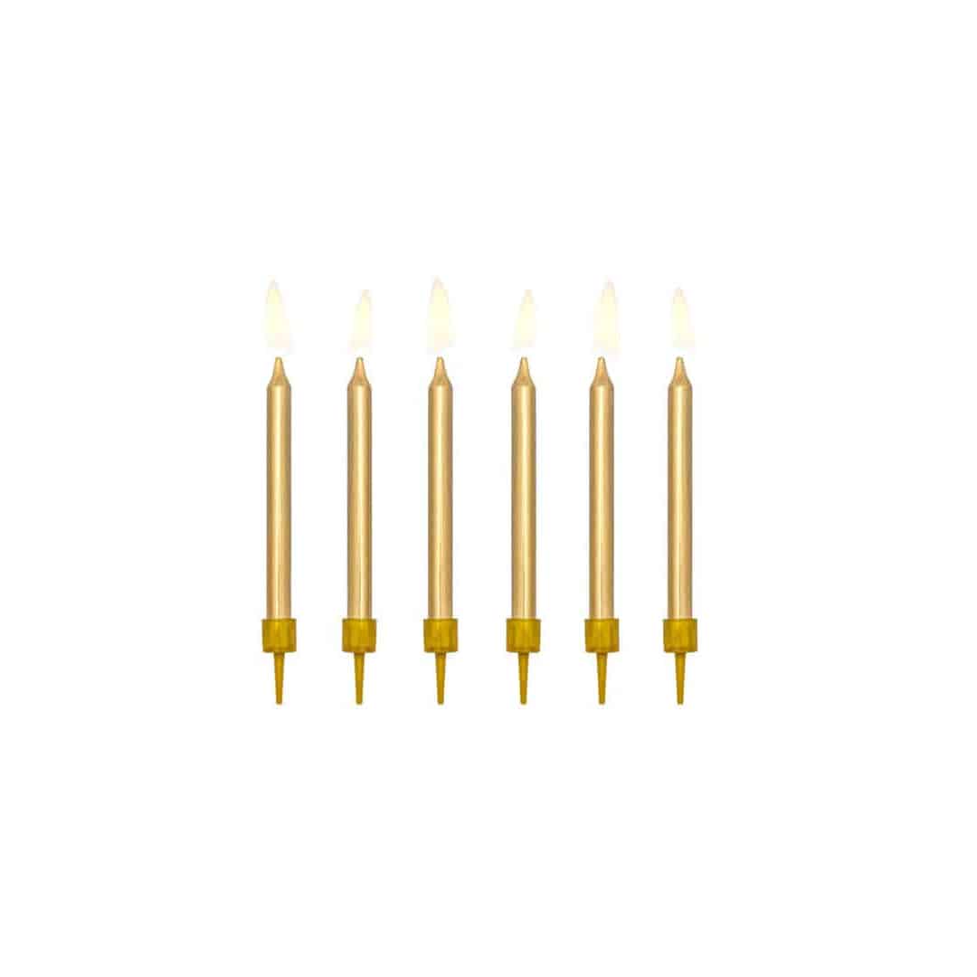 6 velas de aniversário de ouro