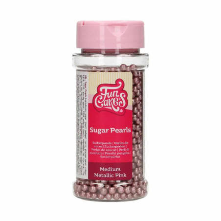 Pérolas de açúcar rosa metálico da Funcakes, 80g