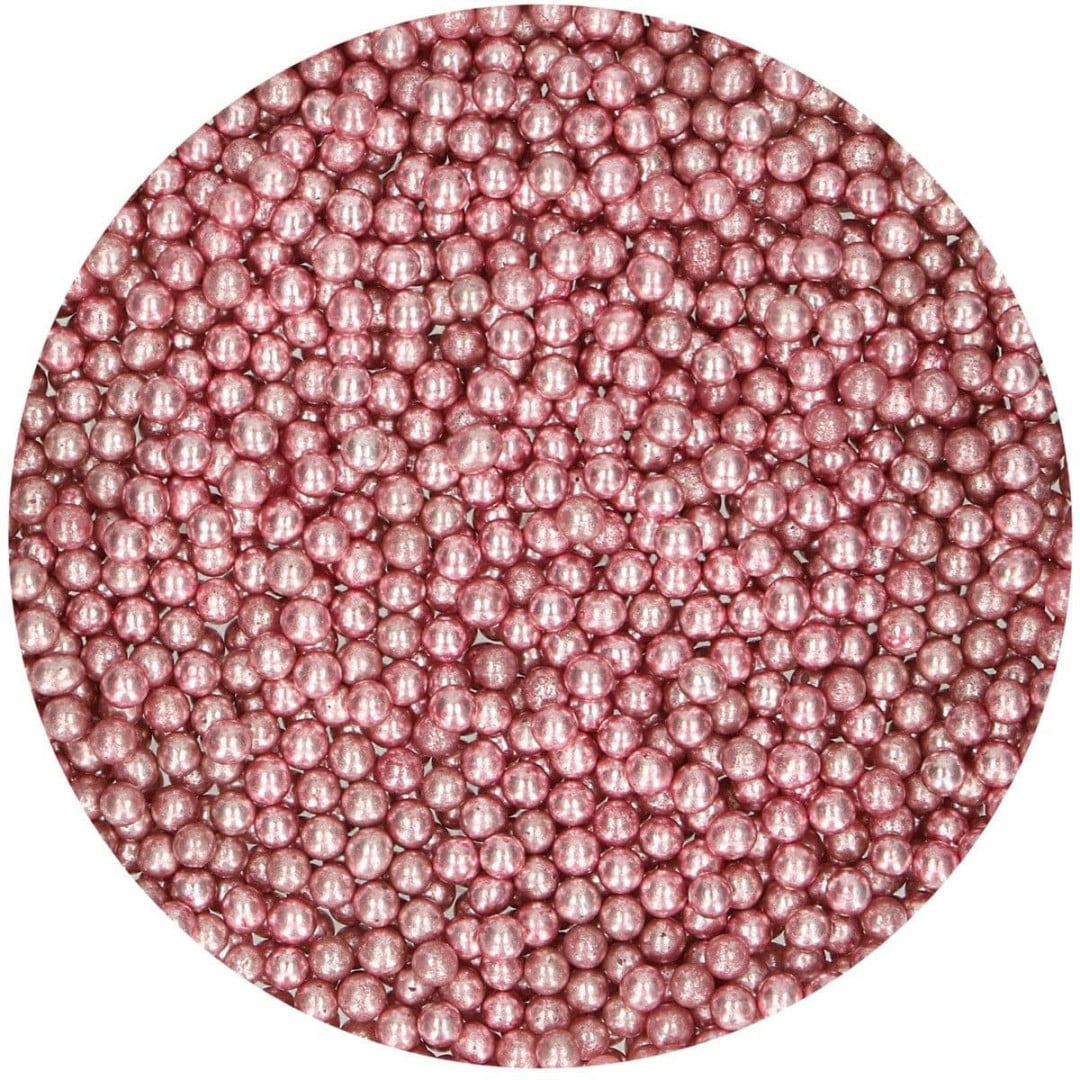 Pérolas de açúcar rosa metálico - bolinhos divertidos