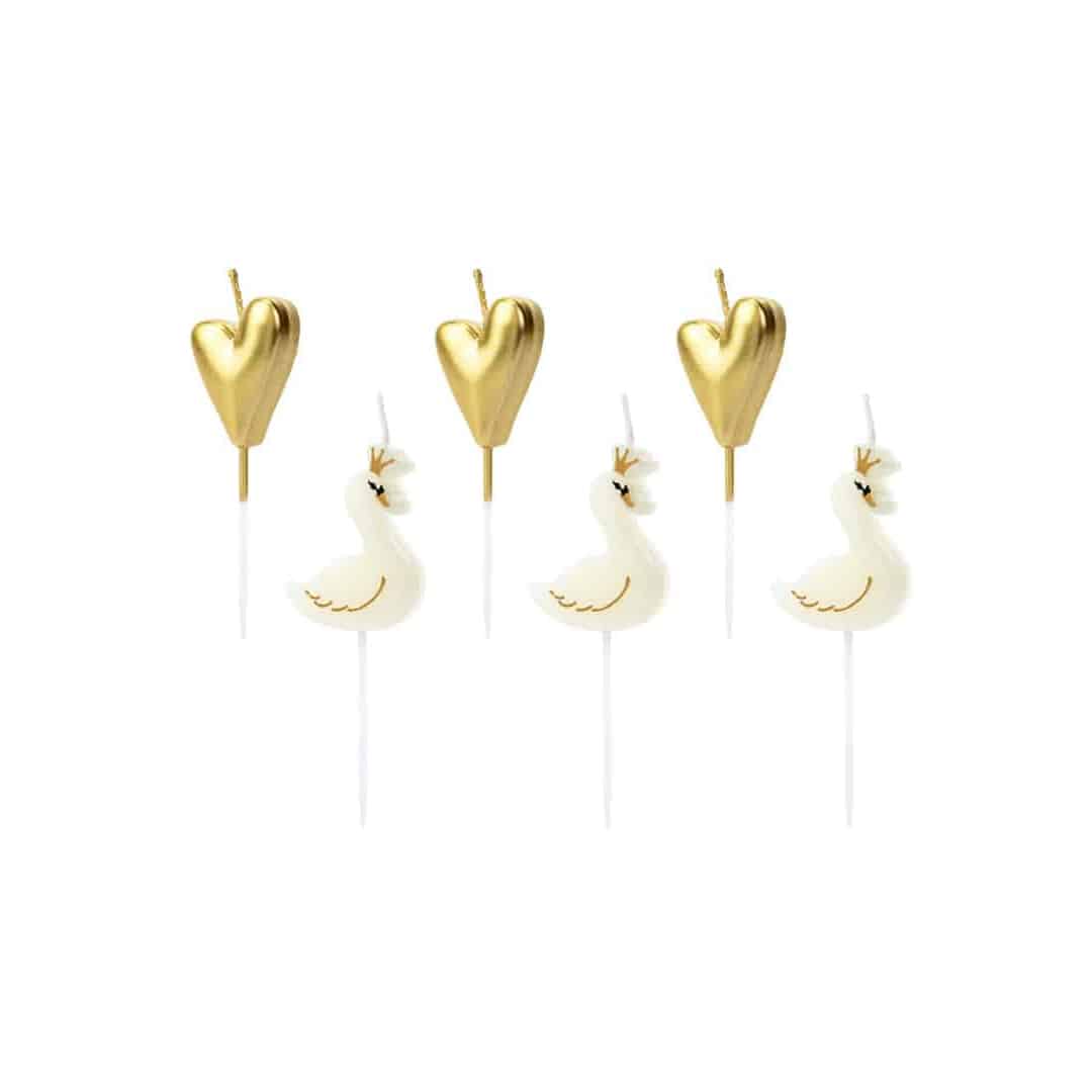 6-velas-cisne-corações dourados