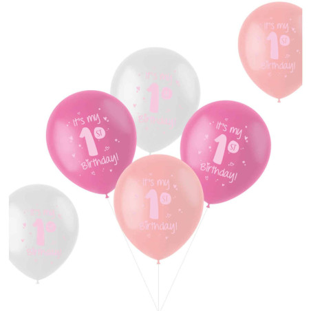 6-balões-rosa-menina de 1 ano