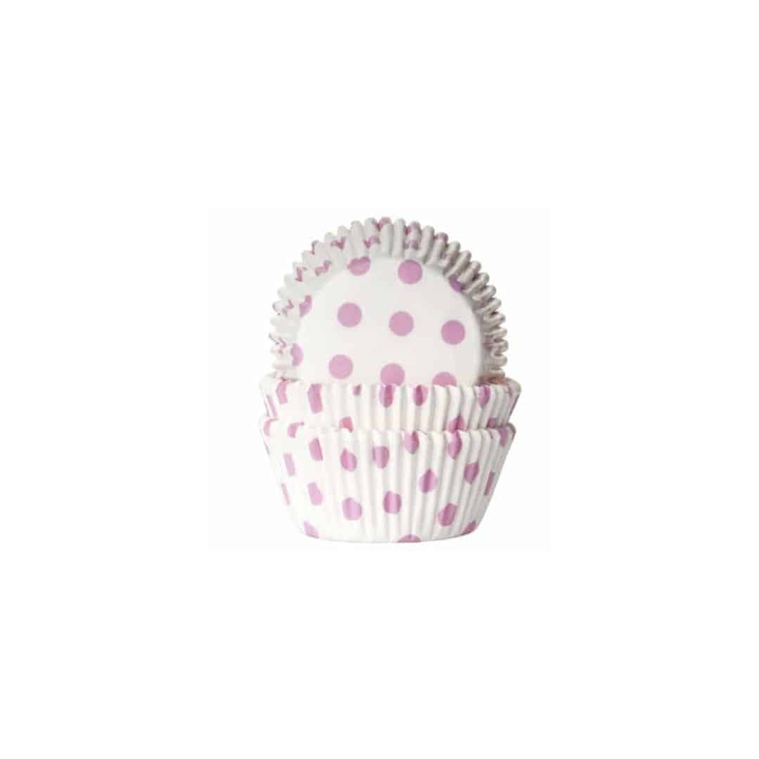 Capas de cupcake com 50 bolinhas rosa