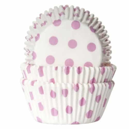 Capas de cupcake com 50 bolinhas rosa