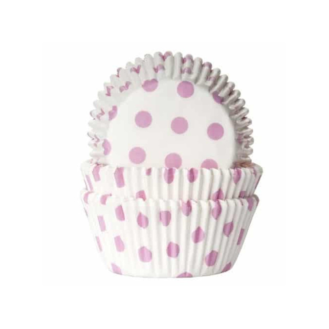 Capas de cupcake com 50 bolinhas rosa