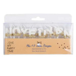 Kit de velas de feliz aniversário Branco e dourado