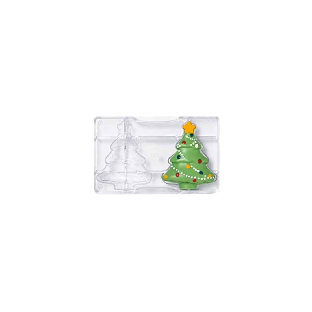 árvore de natal com molde de chocolate