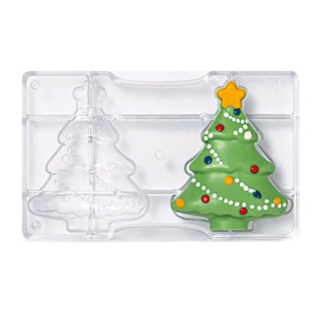 árvore de natal com molde de chocolate