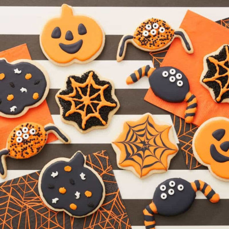 conjunto cortador de biscoitos-halloween-laranja-preto