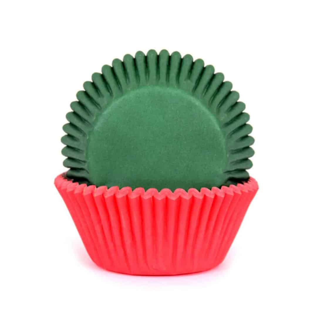 50 forminhas de cupcake de natal vermelho-verde