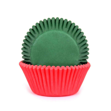 50 forminhas de cupcake de natal vermelho-verde