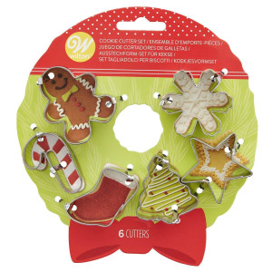 conjunto de 6 mini cortadores de biscoitos de natal