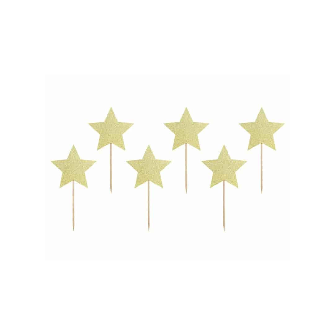 Toppers de bolo de 6 estrelas para registro de Natal