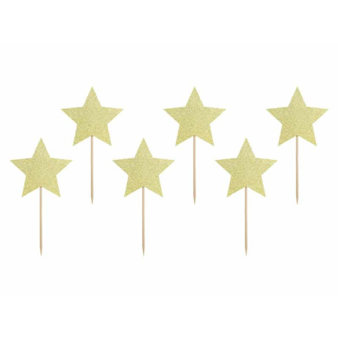 Toppers de bolo de 6 estrelas para registro de Natal