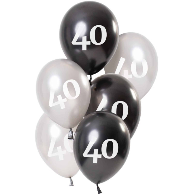 balões-aniversário-40-anos-preto-prata