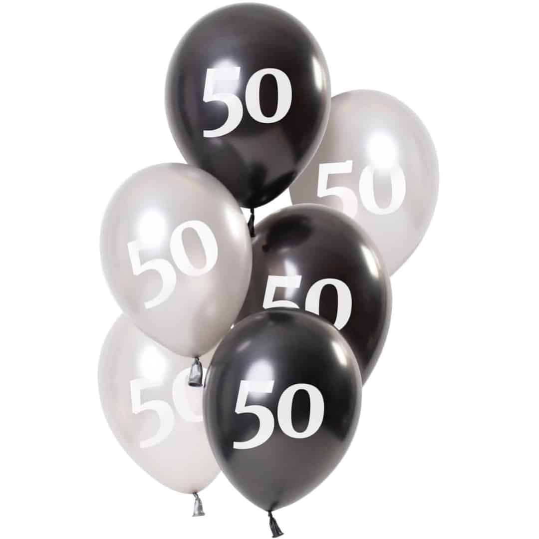 balões-aniversário-50-anos-preto-prata