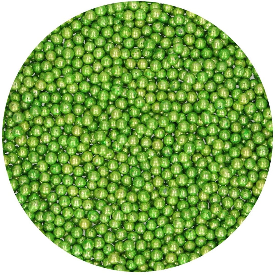 pérolas de açúcar verde-metálico